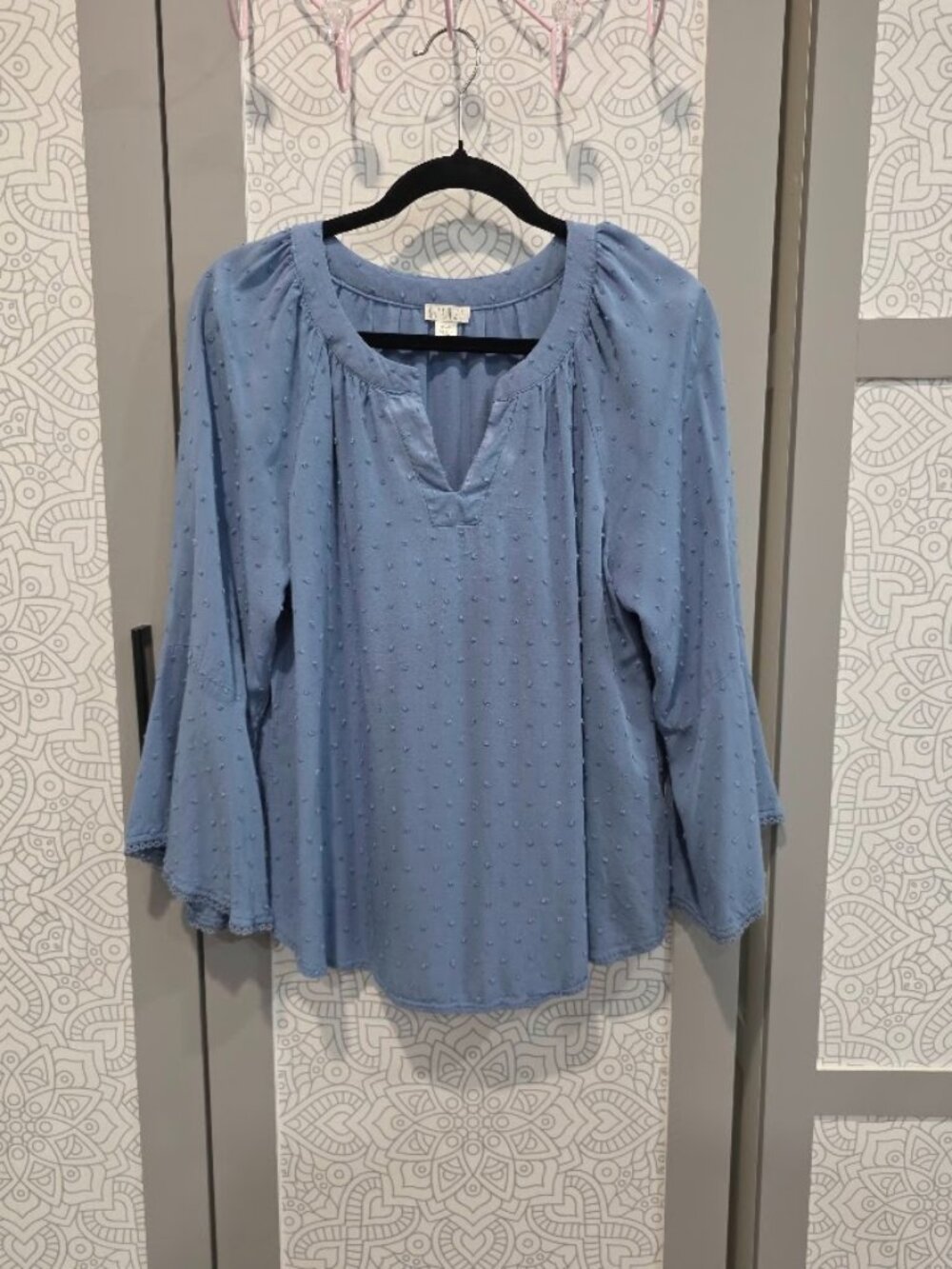 Spense Women's Top with Bell Sleeves, Cornflower Blue, Size Medium